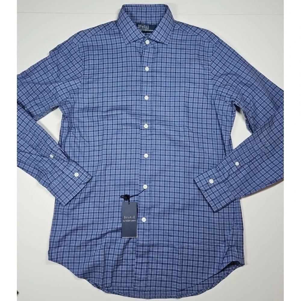Polo Ralph Lauren Mens Blue‎ Plaid Classic Fit Button Up Shirt Size Small NWT